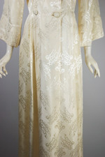 vintage pinup robe dressing gown 1940s bridal wedding cream brocade Art Deco pattern ivory cream off-white 28 waist XS-S