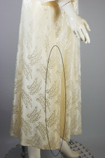 vintage pinup robe dressing gown 1940s bridal wedding cream brocade Art Deco pattern ivory cream off-white 28 waist XS-S