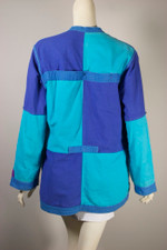 reversible travel jacket safari style patch pockets 80s ladies S-M cotton bright pink blue