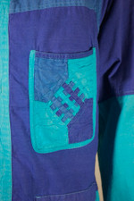 reversible travel jacket safari style patch pockets 80s ladies S-M cotton bright pink blue