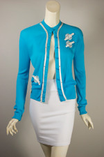 Deadstock vintage cardigan sweater 1950s aqua blue orlon S-M 36-40 inch bust