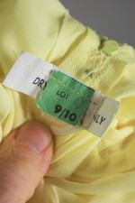 Lemon yellow sheer nylon lace trim 70s maxi dress party prom prairie style XS 32 bust