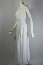 white nylon nightgown 1950s pin-up vintage bridal lingerie XS S 26 inch waist
