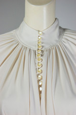 cream off-white slinky jersey 70s disco dress casual bridal vintage midi size M