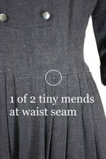 vintage 1950s dress full pleated skirt dark gray wool blend XS-S 26 27 inch waist