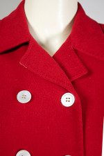 double-breasted collegiate preppy red wool jacket late 1940s boxy cropped womens S M 40 inch bust
