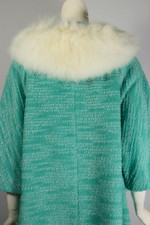 Early 1960s Lilli Ann coat Blin et Blin aqua fuzzy wool size S-M