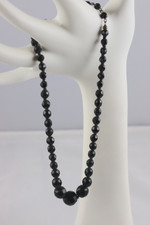 Faceted black glass beads choker 1950s goth glamour vintage necklace