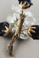 Surrealist spiky floral brooch bouquet 1930s pin Haskell style wired petals black glass clear lucite