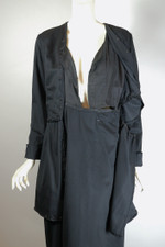 Antique late 1910s WWI-era black wool suit-style day dress with peplum XS to S 28 inch waist