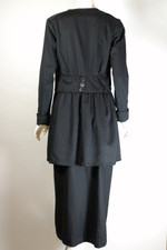 Antique late 1910s WWI-era black wool suit-style day dress with peplum XS to S 28 inch waist