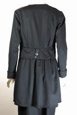 Antique late 1910s WWI-era black wool suit-style day dress with peplum XS to S 28 inch waist
