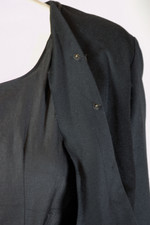 Antique late 1910s WWI-era black wool suit-style day dress with peplum XS to S 28 inch waist