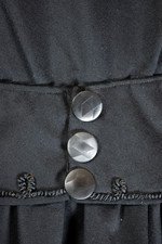 Antique late 1910s WWI-era black wool suit-style day dress with peplum XS to S 28 inch waist