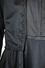 Antique late 1910s WWI-era black wool suit-style day dress with peplum XS to S 28 inch waist