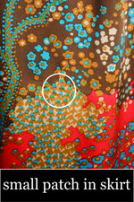 modest dressing vintage maxi dress 1970s designer Adele Simpson size S red blue floral silk satin