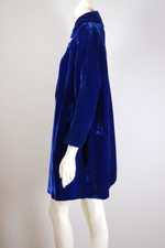 jewel-tone sapphire blue velvet coat 1960s evening jacket S-M 39 inch bust