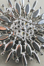 Graziano signed 1950s red rhinestones pin large vintage brooch atomic starburst flower