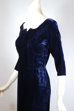 Hourglass fit 1950s dress midnight blue velvet XS-S 36 inch bust 26 waist 35 hips