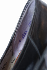 Chunky heeled 1940s 1950s womens shoes black leather peeptoe pumps size 8 8.5 narrow