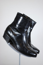 bicycle toes black leather vintage mens ankle boots by Florsheim size 10.5 11 side zip disco style