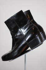 bicycle toes black leather vintage mens ankle boots by Florsheim size 10.5 11 side zip disco style