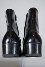 bicycle toes black leather vintage mens ankle boots by Florsheim size 10.5 11 side zip disco style