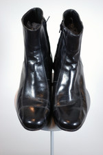 bicycle toes black leather vintage mens ankle boots by Florsheim size 10.5 11 side zip disco style