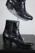 bicycle toes black leather vintage mens ankle boots by Florsheim size 10.5 11 side zip disco style