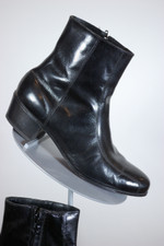 bicycle toes black leather vintage mens ankle boots by Florsheim size 10.5 11 side zip disco style