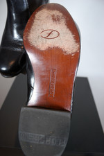 bicycle toes black leather vintage mens ankle boots by Florsheim size 10.5 11 side zip disco style