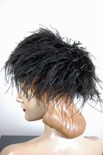black ostrich feather fascinator vintage hat whimsy cocktail hat 1960s Mr. John