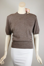 deadstock vintage 1950s Jantzen sweater brown taupe wool crewneck pullover size 38 M to L hourglass fit
