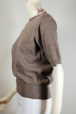 deadstock vintage 1950s Jantzen sweater brown taupe wool crewneck pullover size 38 M to L hourglass fit