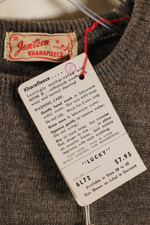 deadstock vintage 1950s Jantzen sweater brown taupe wool crewneck pullover size 38 M to L hourglass fit