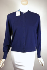vintage navy blue wool cardigan sweater ladies M L 1950s 1960s unworn deadstock Garland