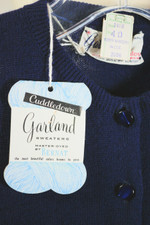 vintage navy blue wool cardigan sweater ladies M L 1950s 1960s unworn deadstock Garland