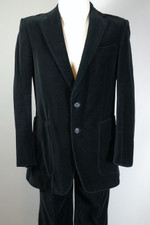 Van Gils 1970s black velvet mens suit unisex S size 36-37 chest disco-era formalwear alternative