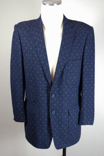 mens sport coat tweed wool atomic fleck navy blue squares size M 38 chest rockabilly Elvis style