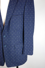 mens sport coat tweed wool atomic fleck navy blue squares size M 38 chest rockabilly Elvis style