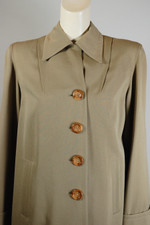 Khaki tan wool gabardine ladies swing coat late 1940s S-M 36-38 chest