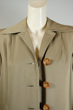 Khaki tan wool gabardine ladies swing coat late 1940s S-M 36-38 chest