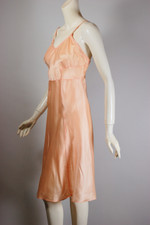 Lynn Loring late 1930s early 1940s full slip peach satin braid trim XS-S 36