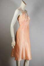 Lynn Loring late 1930s early 1940s full slip peach satin braid trim XS-S 36