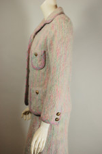Easter Parade 1960s skirt suit pink blue green tweed wool Originala XS 34 inch bust 26 waist