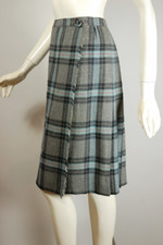 1950s plaid wool pleated skirt light academia collegiate style S 26-28 inch waist