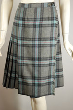 1950s plaid wool pleated skirt light academia collegiate style S 26-28 inch waist