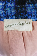 vintage skirt suit 1950s blue plaid ladies S M 37 bust hips 28 29 inch waist lightweight tweed