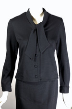Late 1950s early 60s black wool knit skirt suit deadstock sporty S-M