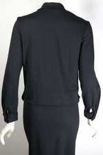 casual sporty travel-friendly skirt suit late 1950s 60s black wool knit S-M 28 inch waist deadstock vintage